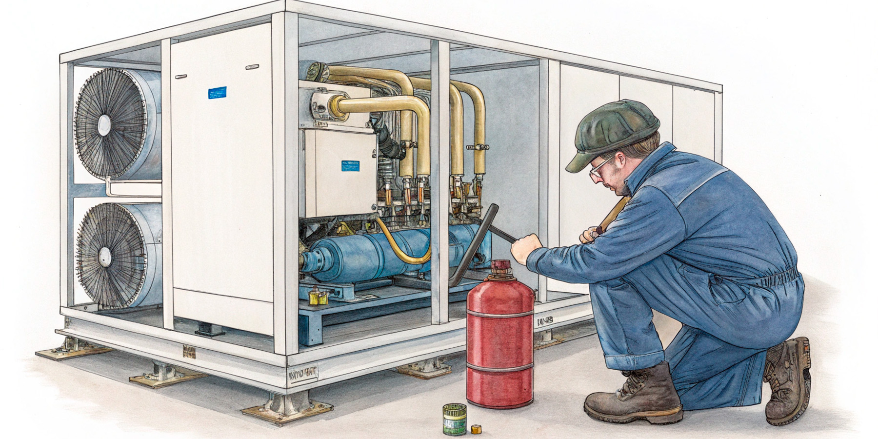 Малое количество хладагента в чиллере