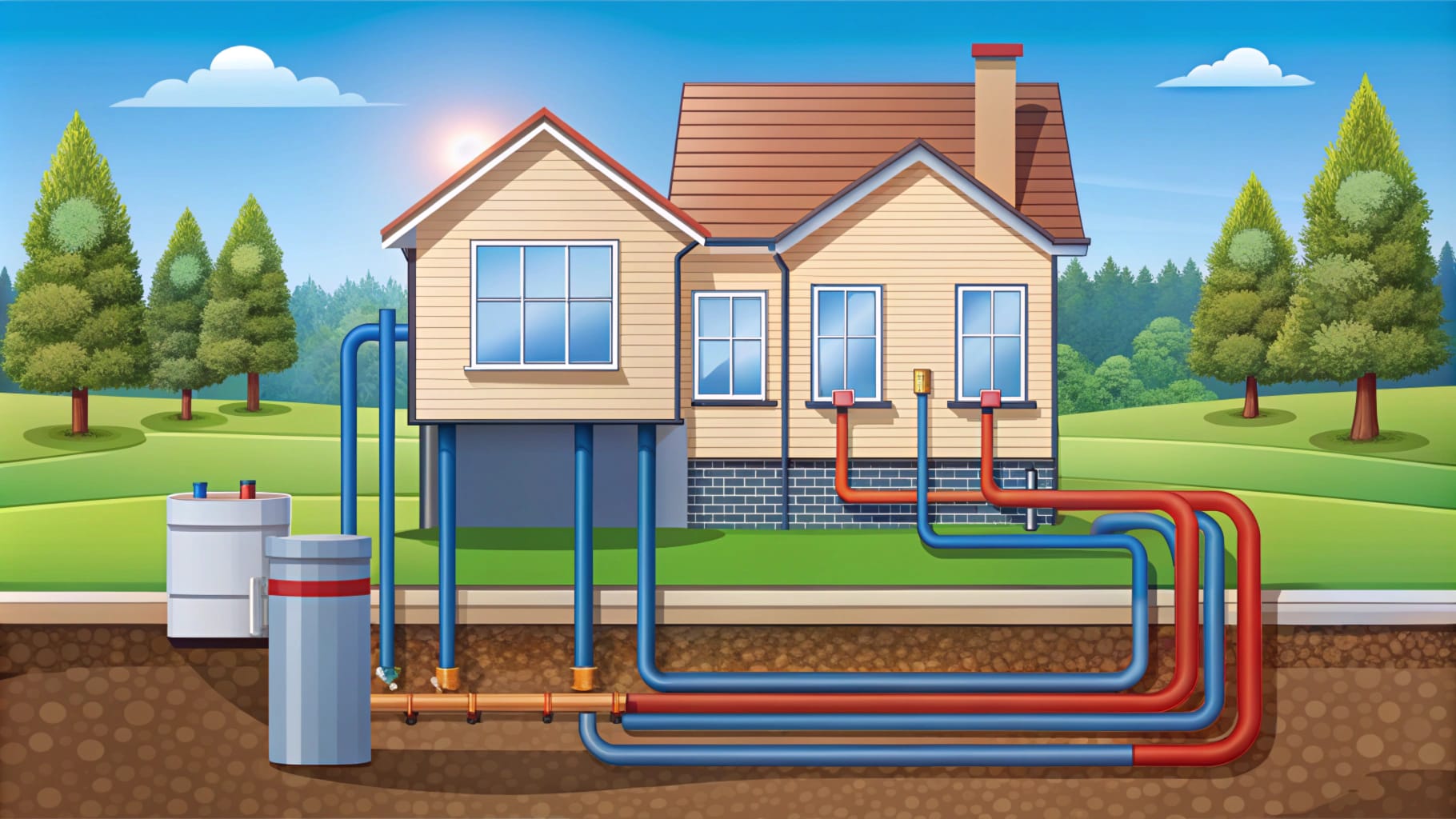 Монтаж геотермального теплового насоса