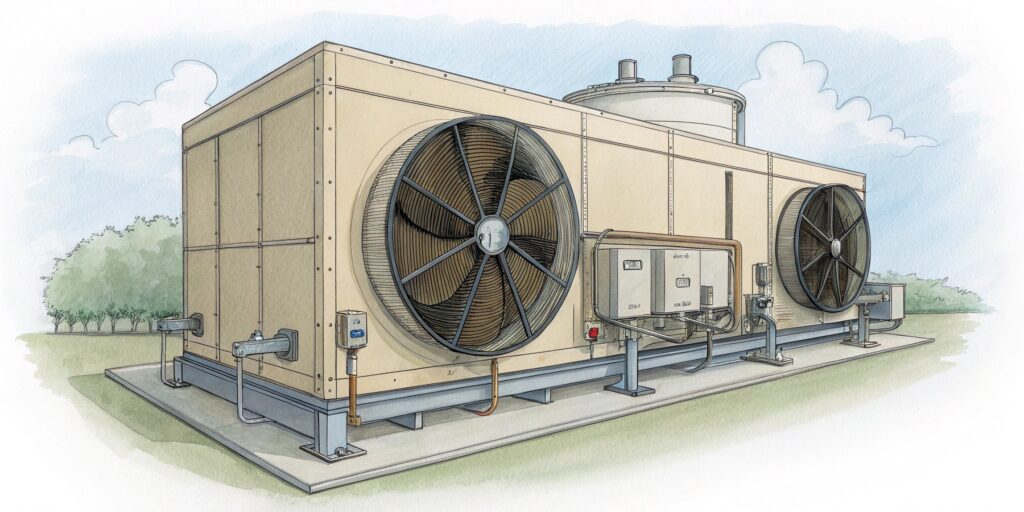 Расчет параметров градирни и энергопотребление