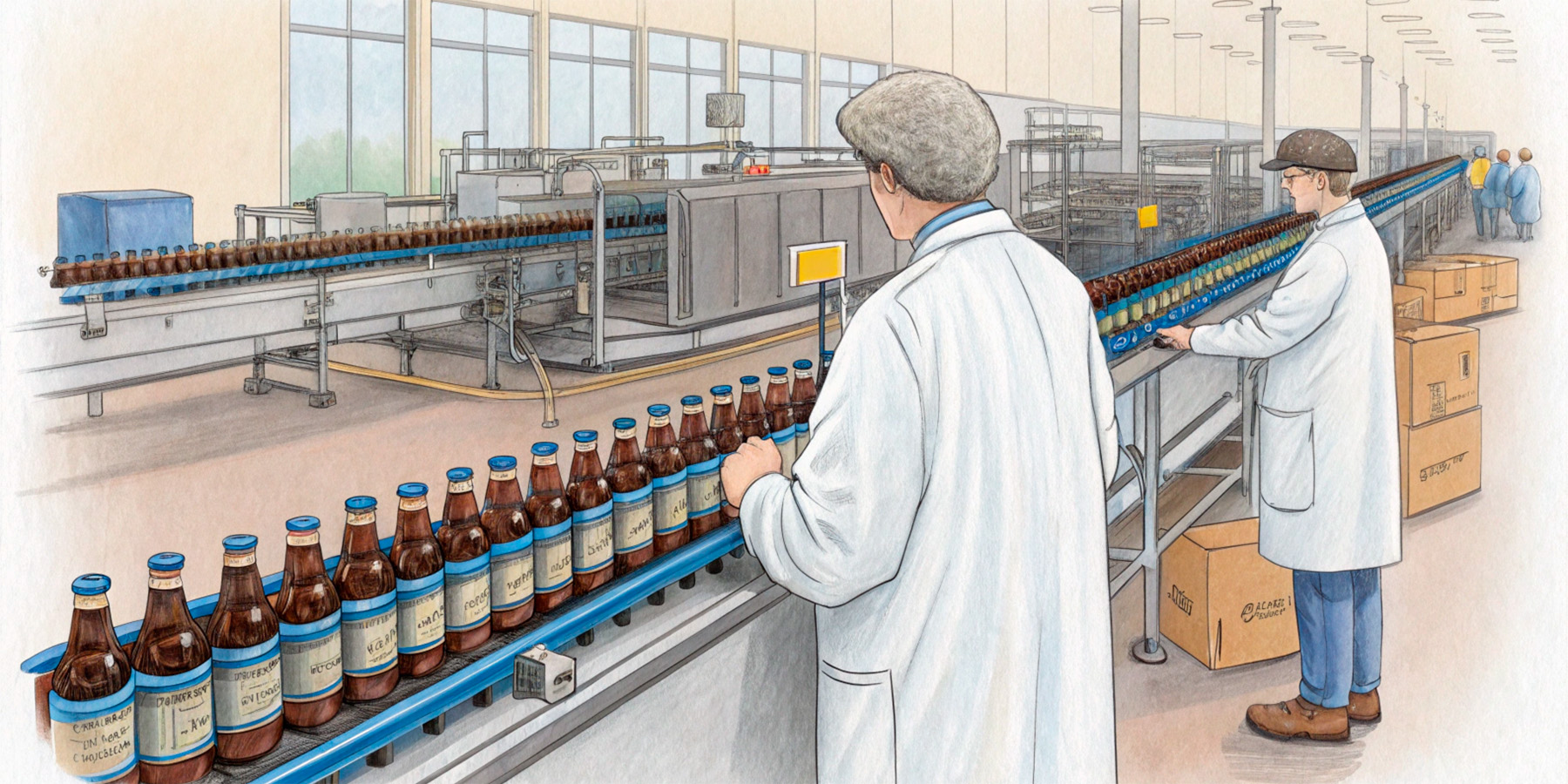 линия разлива пива на заводе