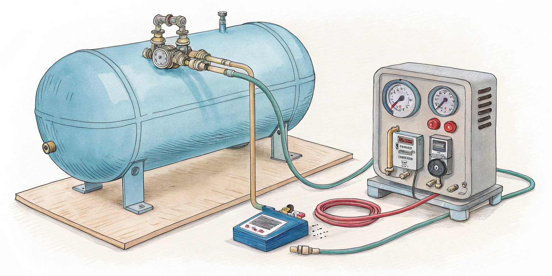 Подготовка к заправке теплового насоса
