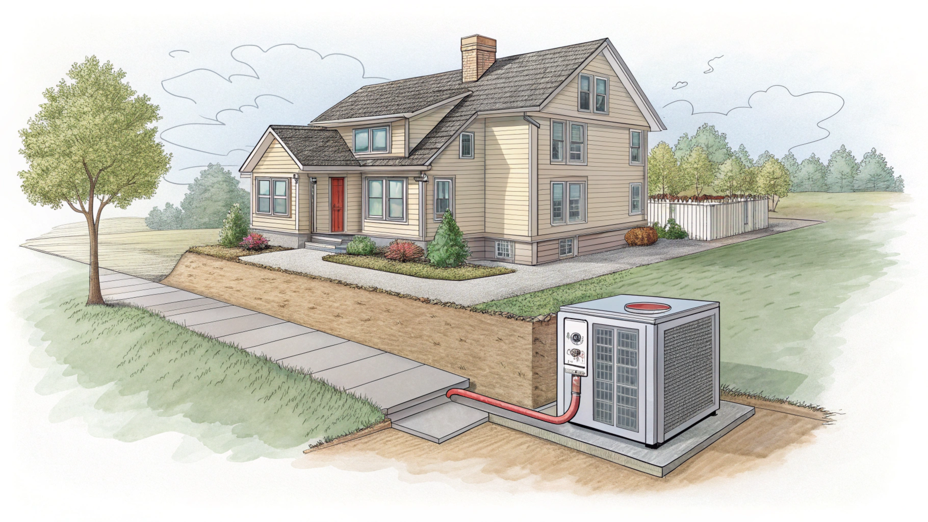 Геотермальный тепловой насос с вертикальным контуром