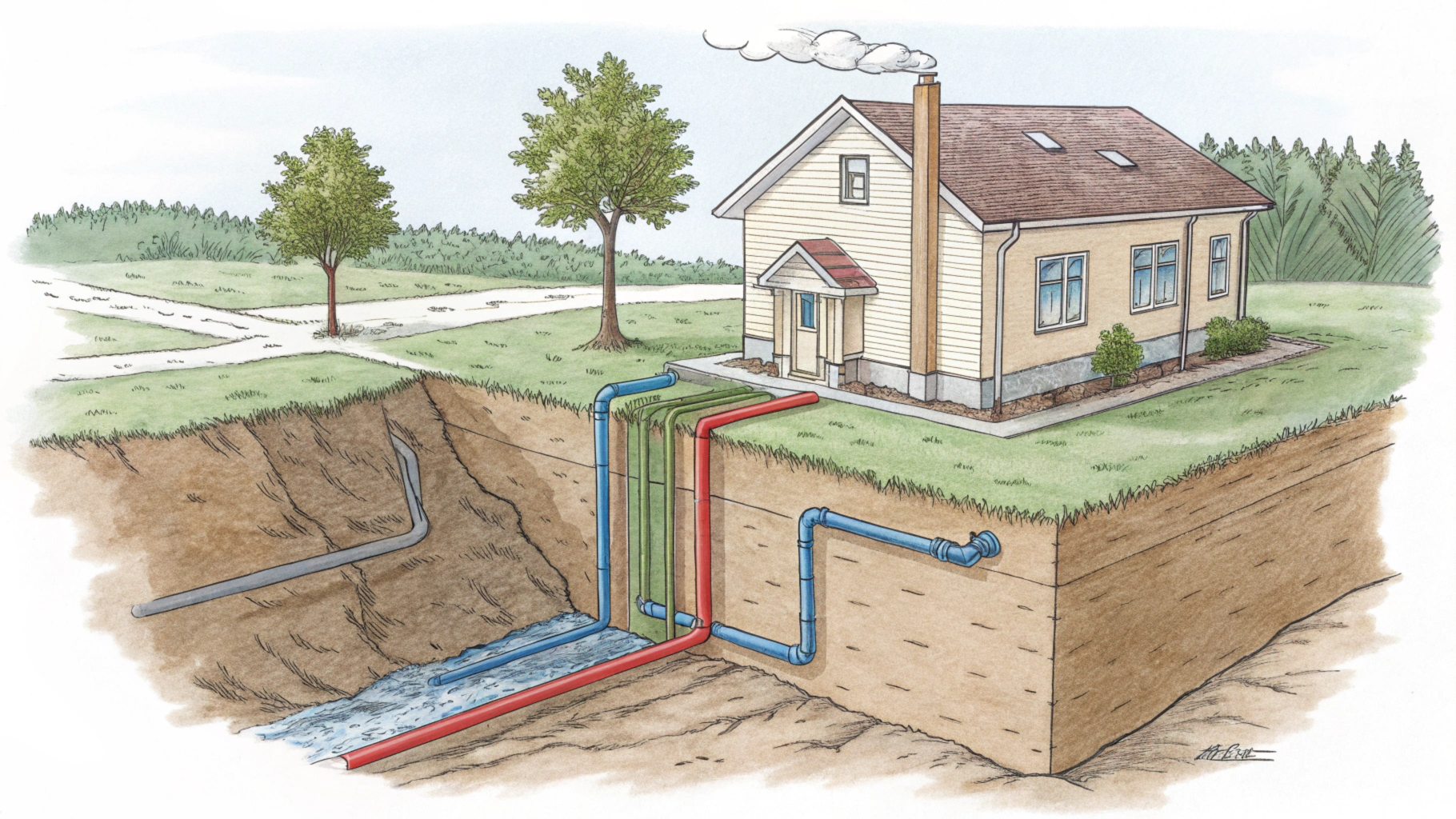 Геотермальний тепловий насос з водяним контуром