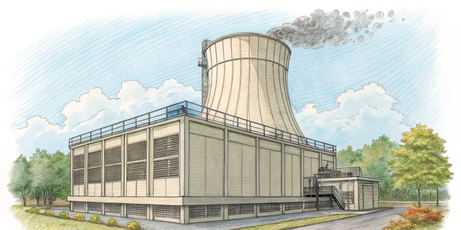 Особенности конструкции вентиляторных градирен