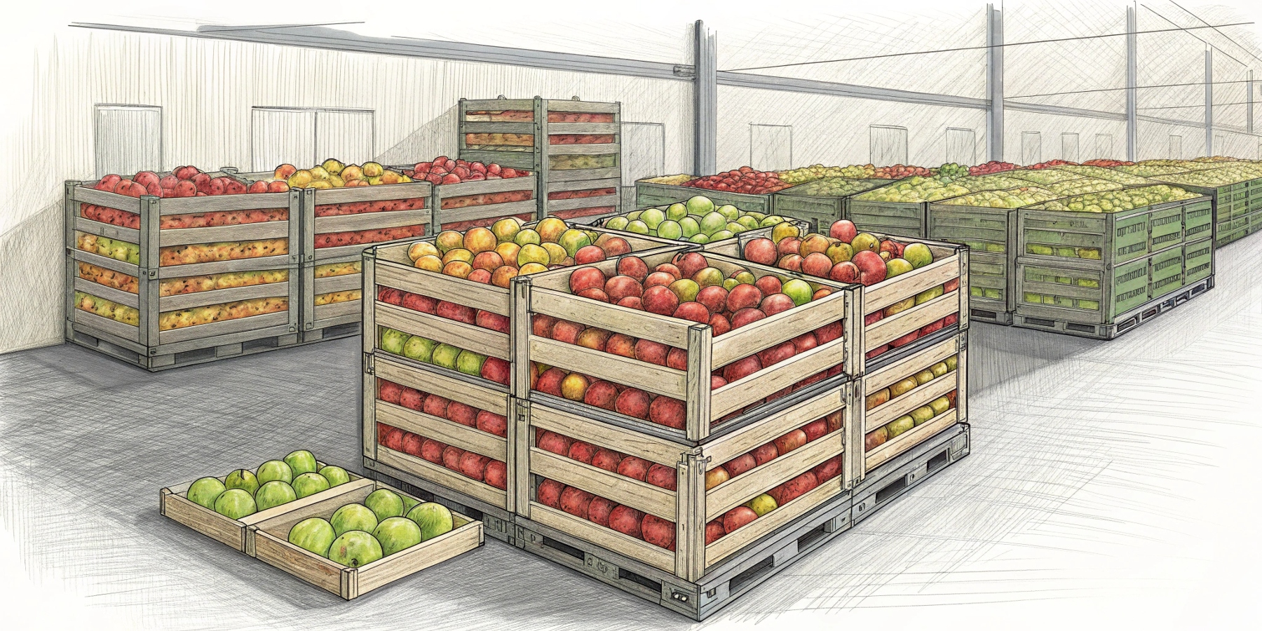 Как хранят яблоки на складах